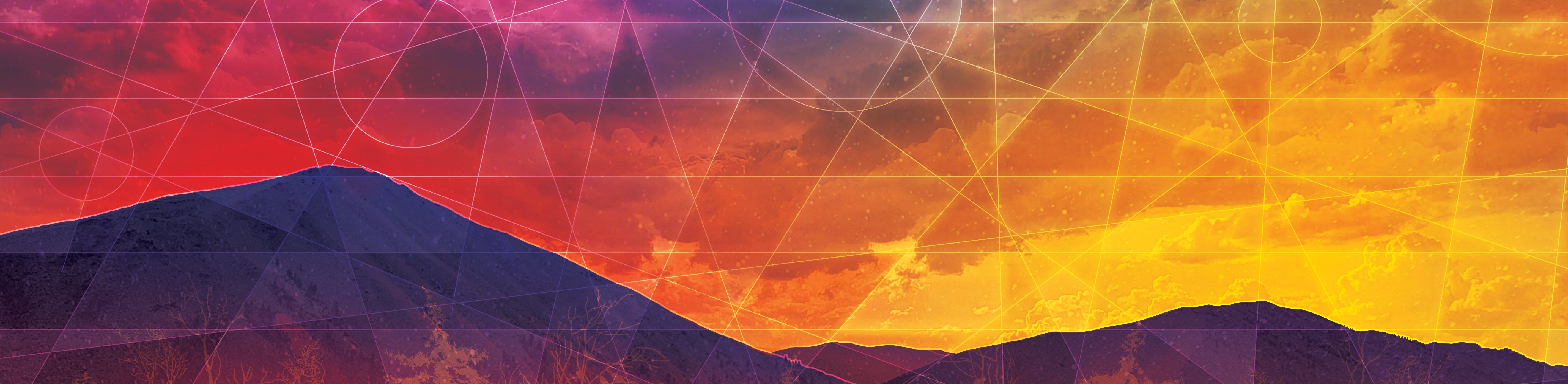 Surreal landscape with geometric patterns .